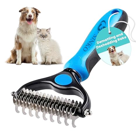 Sinko Dog & Cat Undercoat Rake – Dematting & Deshedding (Blue)