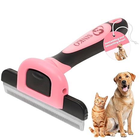 Sinko Skin-Friendly Deshedding Brush for Dogs & Cats (Pink)