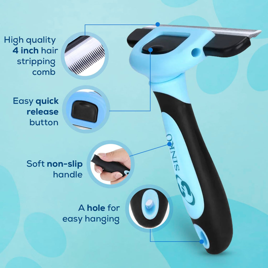 Sinko Dog & Cat Grooming Brush – Shedding Control (Blue)