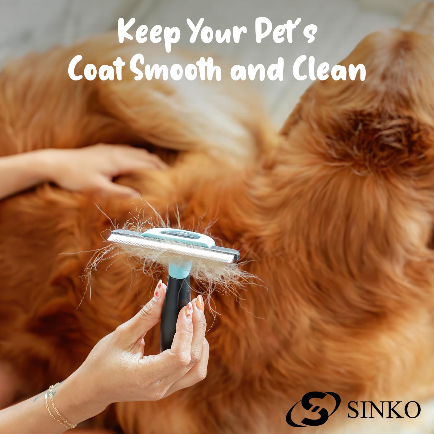 Sinko Dog & Cat Grooming Brush – Shedding Control (Blue)