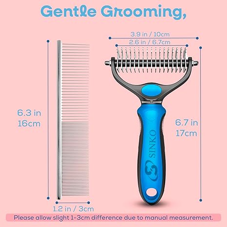 Sinko Double-Sided Undercoat Rake – Dematting & Deshedding (Brush & Comb)