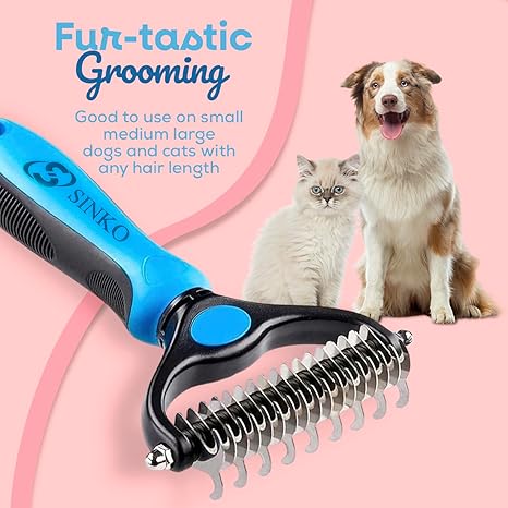 Sinko Dog & Cat Undercoat Rake – Dematting & Deshedding (Blue)