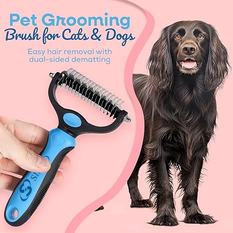 Sinko Dog & Cat Undercoat Rake – Dematting & Deshedding (Blue)