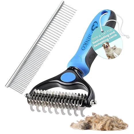 Decyam Pet Grooming Brush - Undercoat Rake and De-Matting Comb for Shedding, Tangles & Grooming