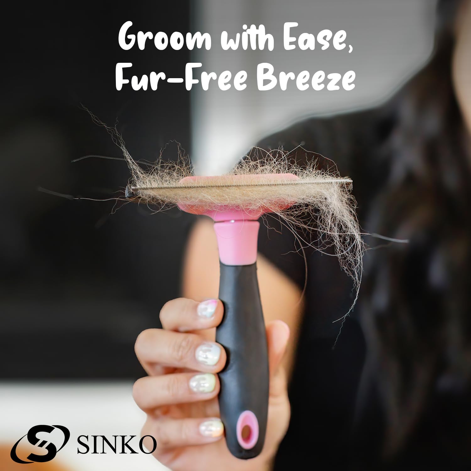 Sinko Skin-Friendly Deshedding Brush for Dogs & Cats (Pink)