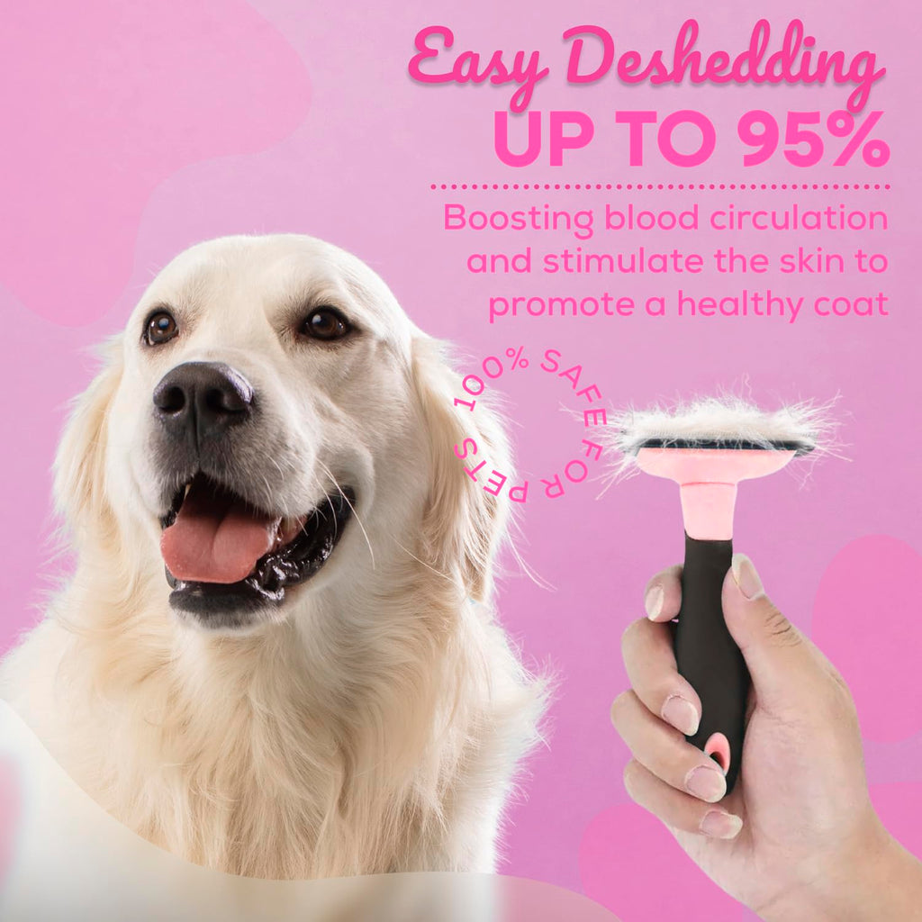 Sinko Skin-Friendly Deshedding Brush for Dogs & Cats (Pink)