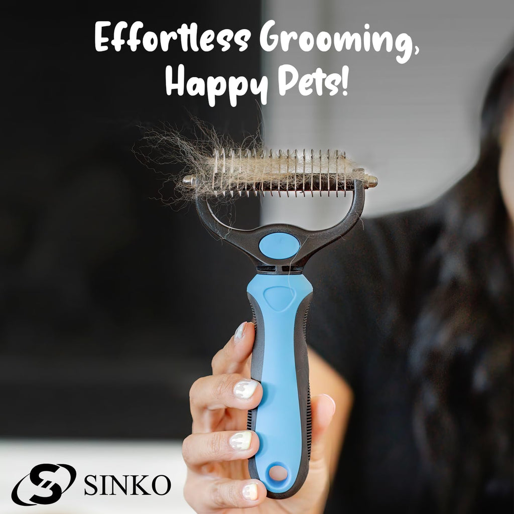Sinko Dog & Cat Undercoat Rake – Dematting & Deshedding (Blue)