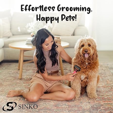 Sinko Pet Undercoat Rake – Brush & Comb, Dematting & Deshedding (Pink)
