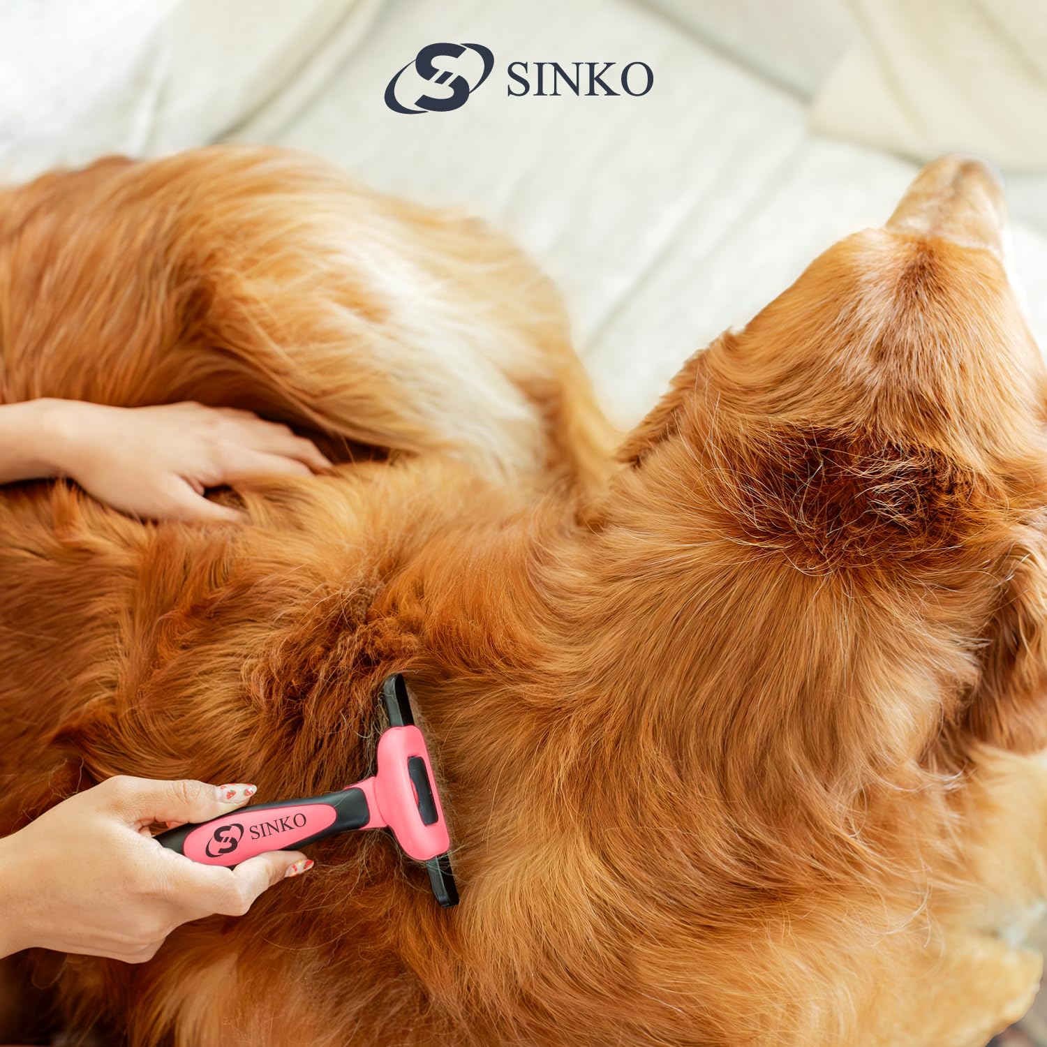 Sinko Skin-Friendly Deshedding Brush for Dogs & Cats (Pink)